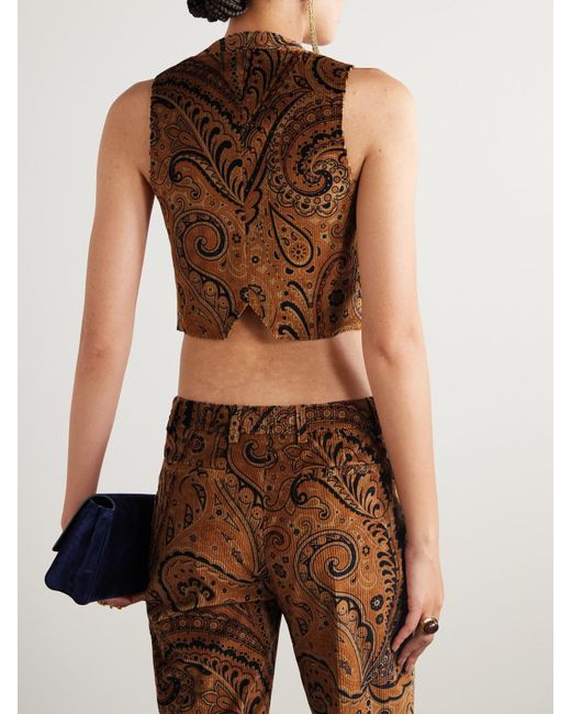 Etro Brown Paisley-Print Cotton-Blend Corduroy Vest