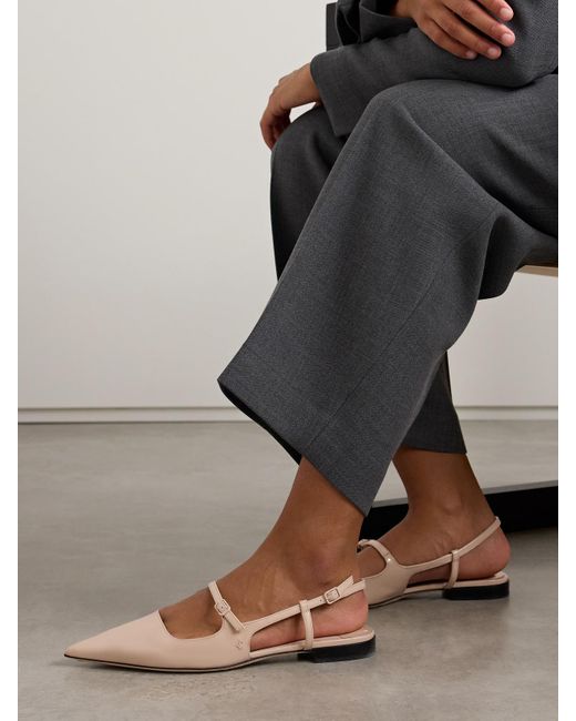 Jimmy Choo Natural Didi Patent-Leather Slingback Point-Toe Flats