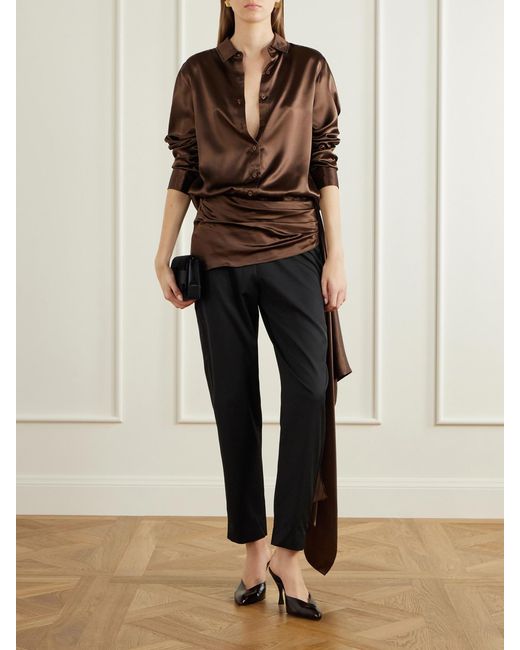 Abadia Brown Satin Bodysuit