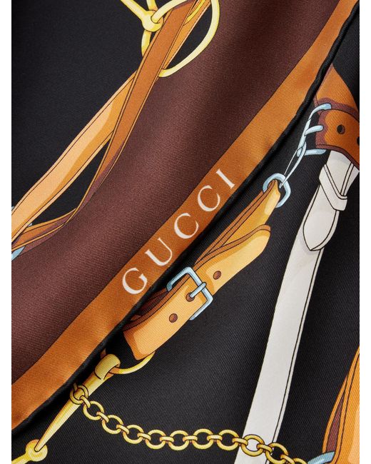 Gucci Black Printed Silk-Twill Scarf