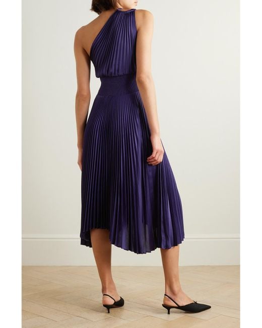 A.L.C. Blue Ruby Satin Pleated Dress