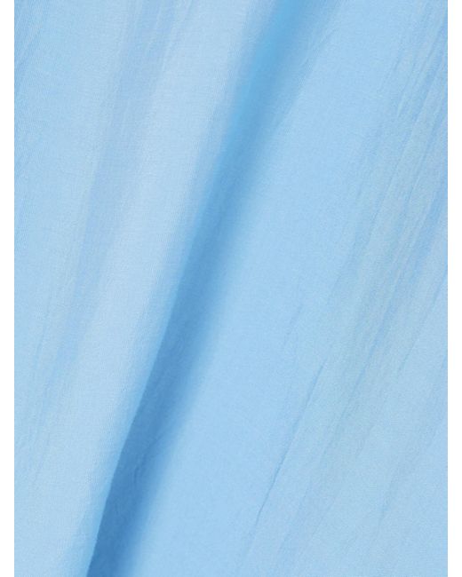 Tibi Blue Lyocell And Silk-Blend Turtleneck Blouse
