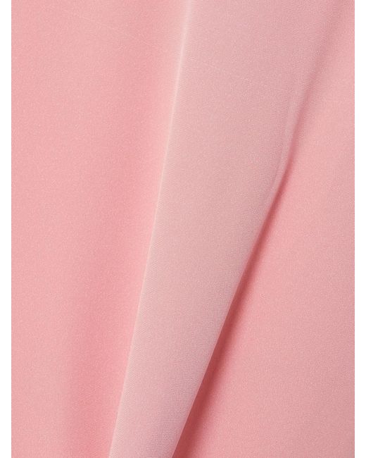 Monique Lhuillier Pink One-Sleeve Feather-Trimmed Silk-Crepe Gown