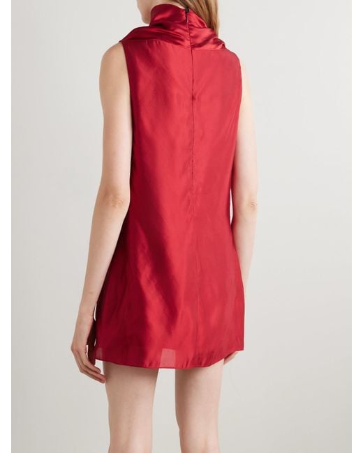 Khaite Red Daria Satin-Crepe Turtleneck Mini Dress