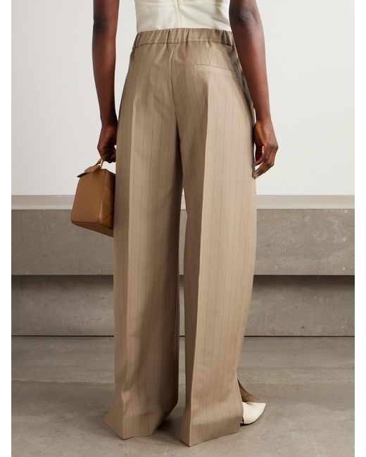 Jil Sander Natural Pinstriped Wool And Mohair-Blend Straight-Leg Pants