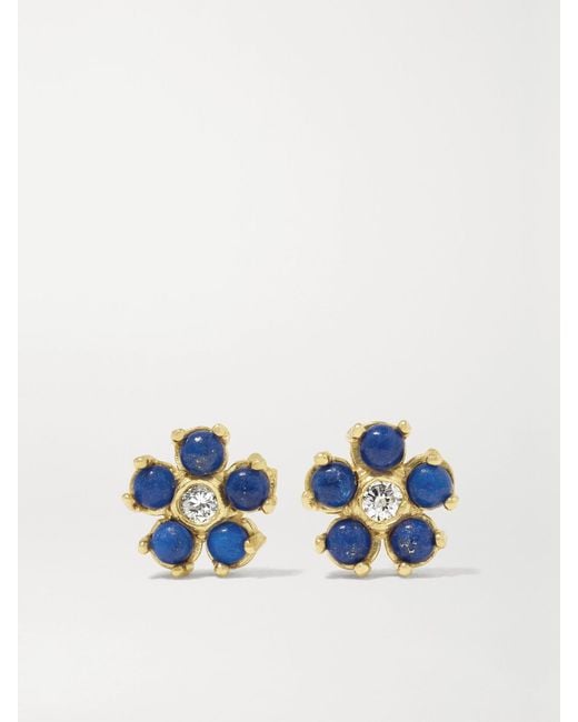 Jennifer Meyer Blue 18-Karat, Lapis Lazuli And Diamond Earrings
