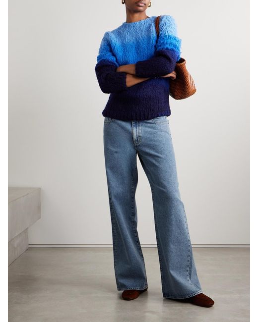 La Ligne Blue Jenny Drawstring Organic Mid-Rise Wide-Leg Jeans