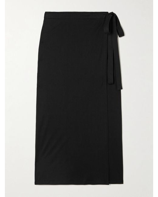 Jupe Midi Portefeuille En Jersey De Coton Biologique Mélangé Totême  en coloris Black
