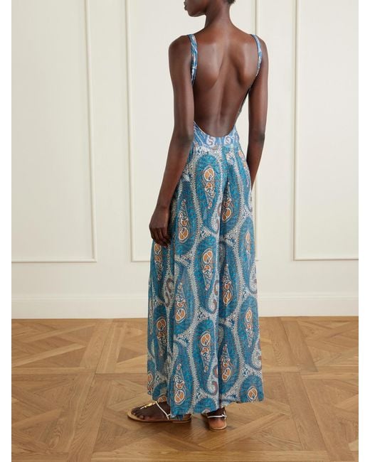 Etro Blue Wide-Leg Woven Pants