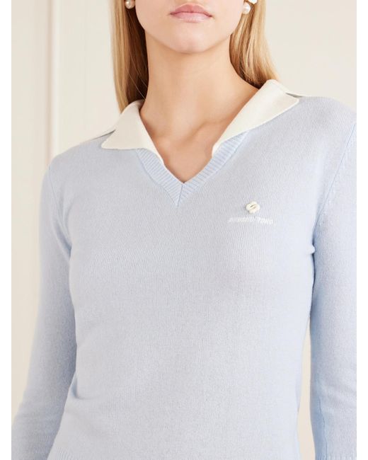 ShuShu/Tong White Logo-Appliquéd Ribbed Wool Top