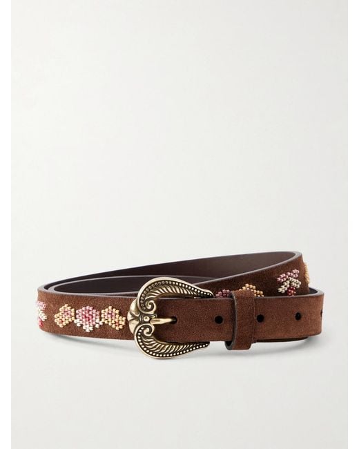 Etro Brown Beaded Suede Belt