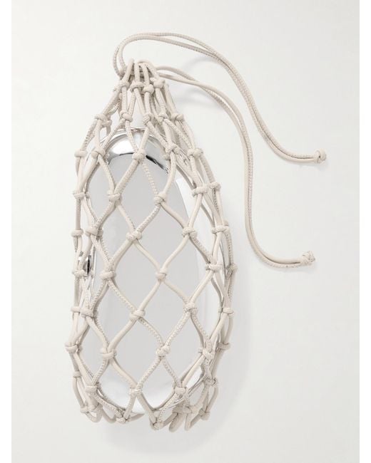 Cult Gaia White Tallulah-Tone And Macramé Leather Clutch