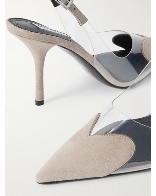 Alaïa White Le Cœur 90 Suede And Pvc Slingback Pumps