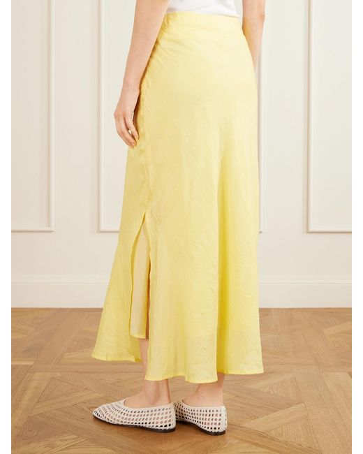 Alix Of Bohemia Yellow Lyra Sunlight Silk Midi Skirt
