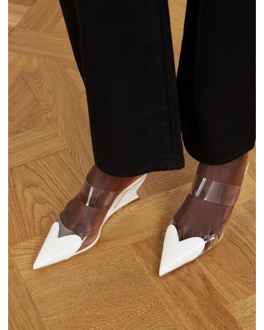 Alaïa Natural Le Cœur 60 Patent-Leather And Pvc Wedge Mules