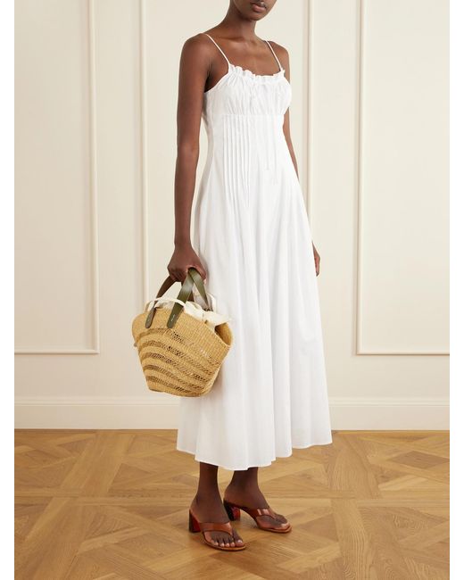 Muuñ Natural Chantelle Leather-Trimmed Raffia Tote