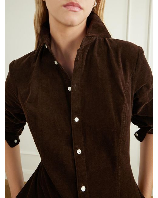 Polo Ralph Lauren Brown Cotton-Corduroy Midi Dress