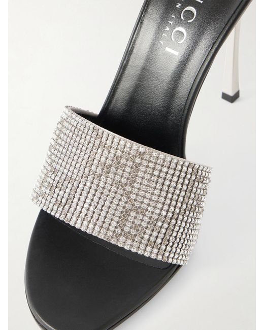 Gucci Natural Bombshell Crystal-Embellished Mesh Mules