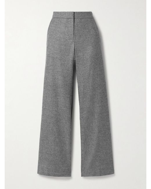 La Ligne Gray Cadet Hose Mit Weitem Bein Aus Webstoff Mit Fischgratmuster
