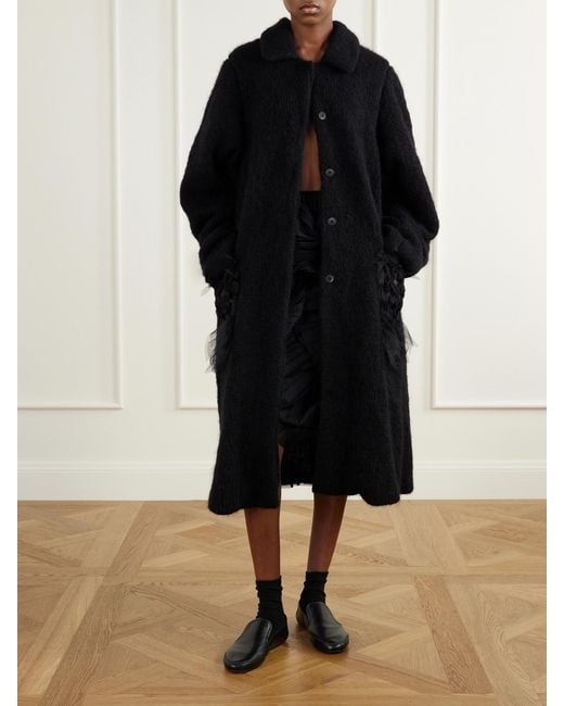 PAULINE DUJANCOURT Blue Annie Chiffon-Trimmed Alpaca-Blend Coat