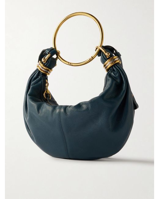 Chloé Blue Bracelet Schultertasche Aus Strukturiertem Leder Mit Verzierungen