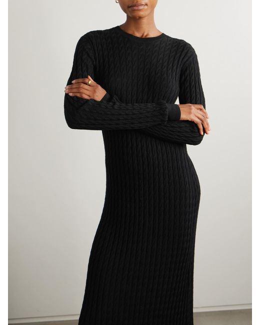 Totême  Black Cable-Knit Wool Maxi Dress