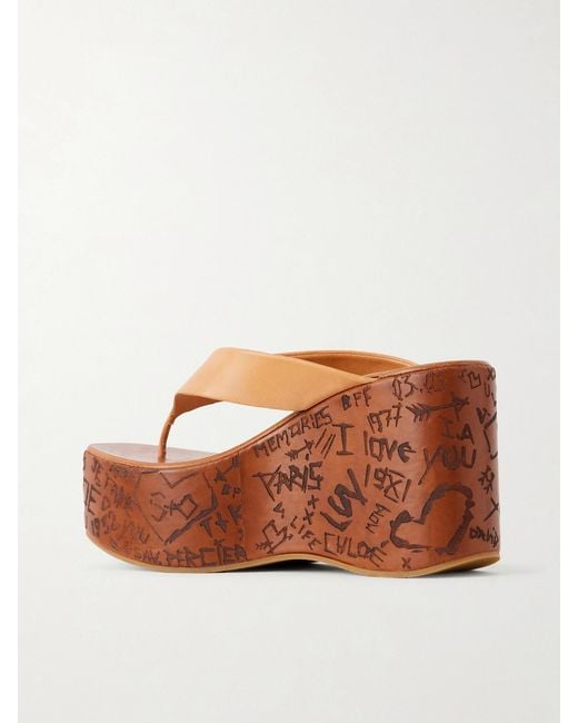 Chloé Brown Leather Platform Thong Sandals