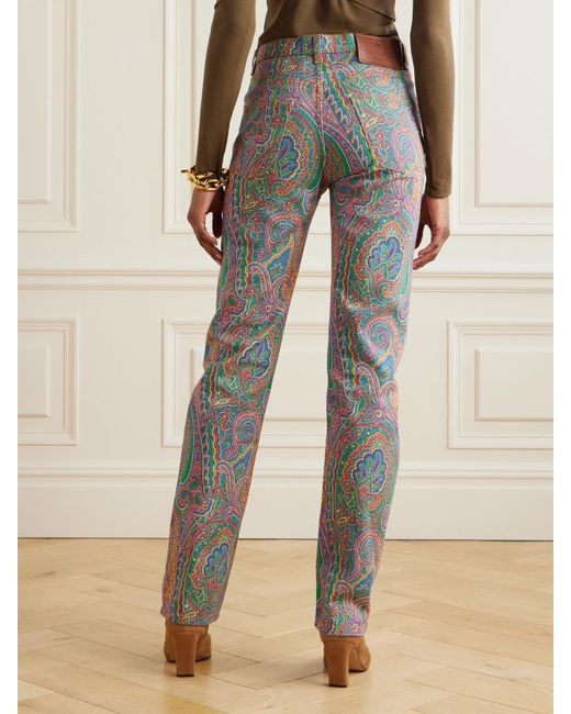 Etro Gray Printed Straight-Leg Jeans