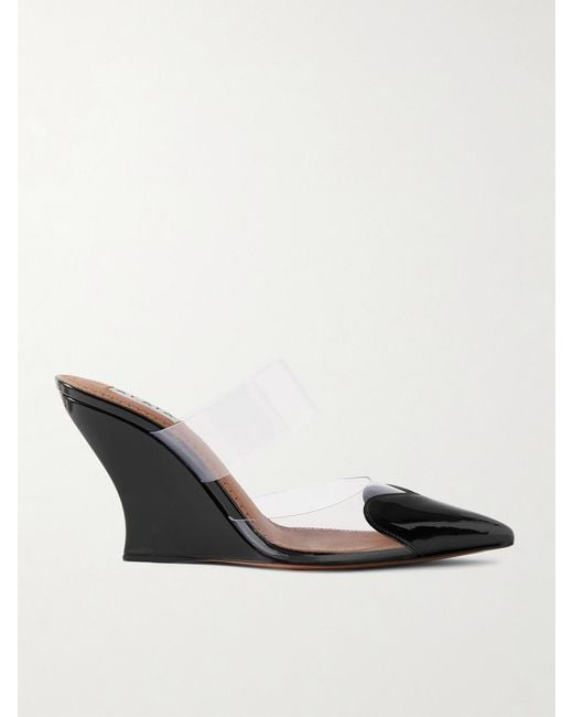 Alaïa Black Le Cœur Pvc; Leather Wedge Mules