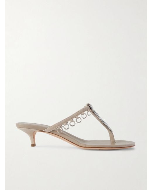 Christopher Esber White Pierced Embellished Suede Sandals