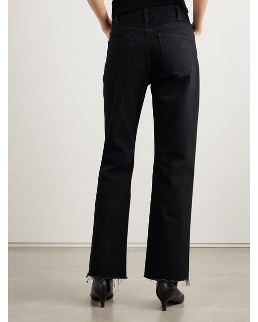 Nili Lotan Black Calla Hoch Sitzende Jeans Mit Geradem Bein Und Fransen