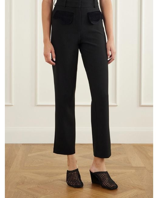 D'Estree Black Tina Gallie Crepe Straight-Leg Pants