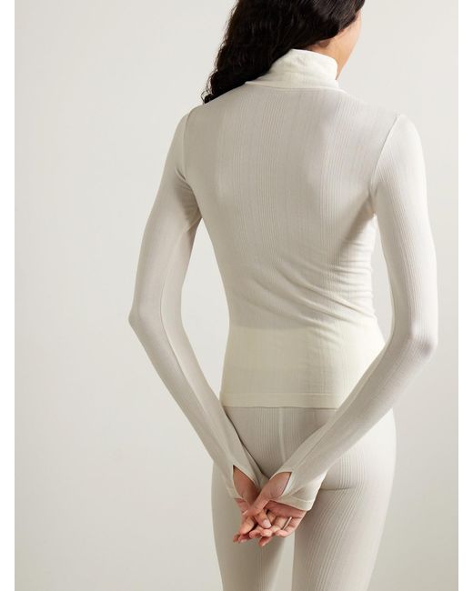 CORDOVA White Sol Ribbed Stretch-Jersey Turtleneck Top