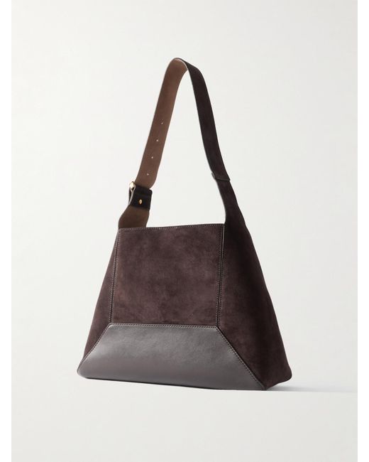 Jimmy Choo Brown Diamond Medium Suede And Leather Shoulder Bag