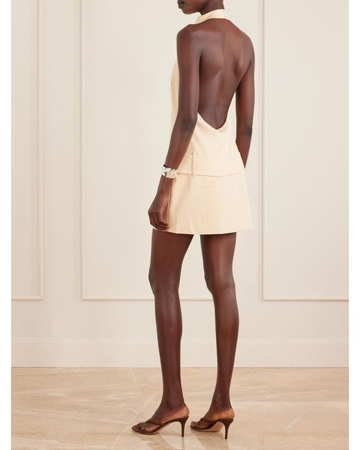 Sir Natural Sabina Belted Draped Woven Halterneck Mini Dress