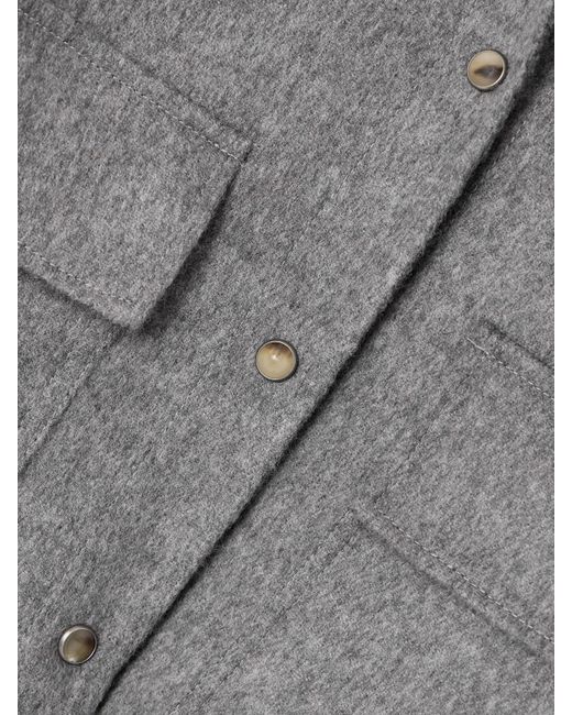 Brunello Cucinelli Gray Cropped Brushed-Wool Jacket