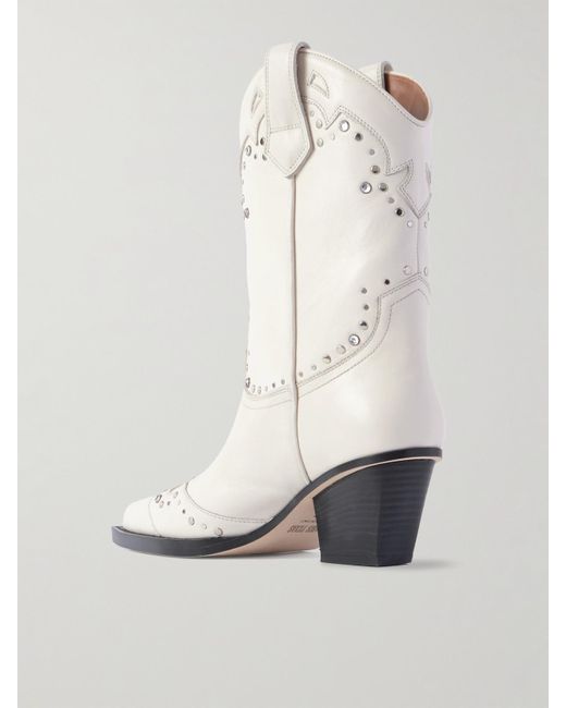 Paris Texas White Janice Embellished Leather Cowboy Boots