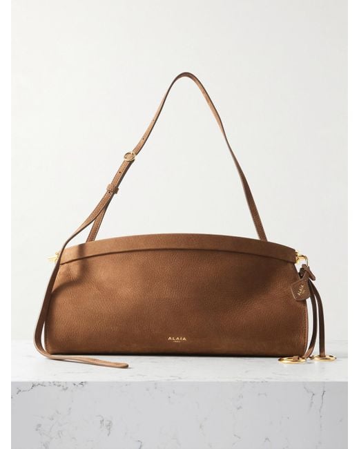 Alaïa Brown Click Medium Nubuck Shoulder Bag