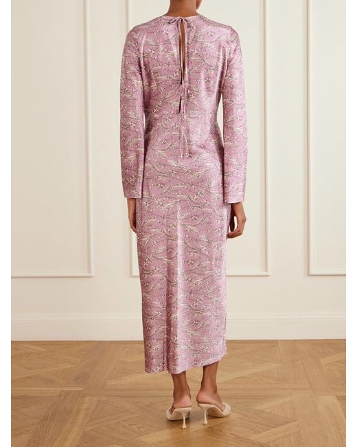 Veronica Beard Pink Gemma Floral-Print Silk-Blend Satin Maxi Dress