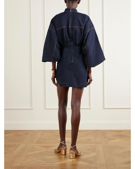 Zimmermann Women's Blue Gathered Denim Mini Dress