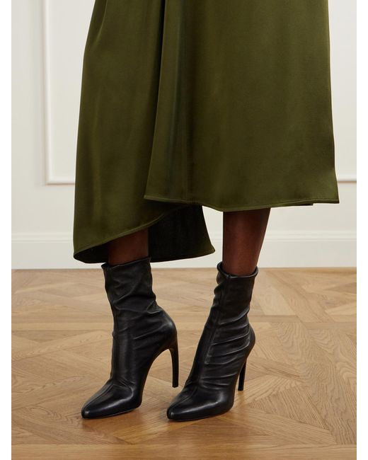 Victoria Beckham Black Harlow Distressed Leather Ankle Boots