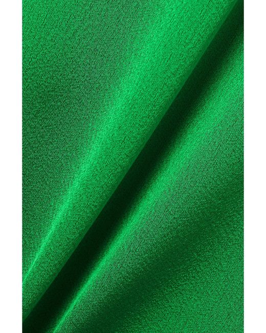 Rasario Green Satin Halterneck Midi Dress