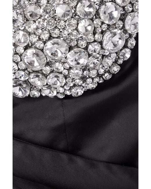 Area Black Verkürztes Bustier Satin Mit Kristallen Und Falten
