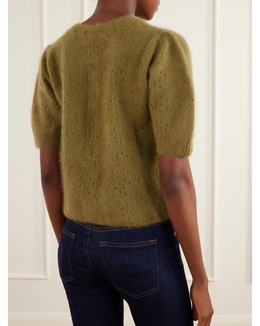 FRAME Green The Airy Wool And Cashmere-Blend Cardigan