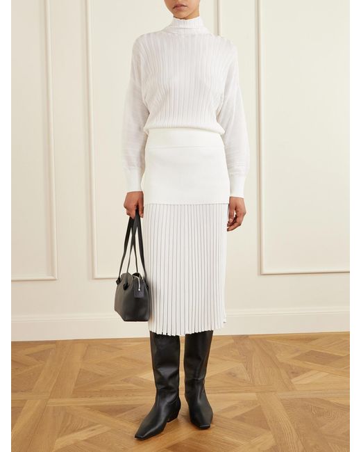 Proenza Schouler White Luiza Ribbed-Knit Midi Skirt