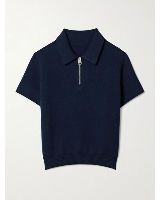 Khaite Blue Gulliame Oberteil Aus Einer Wollmischung Mit Polokragen