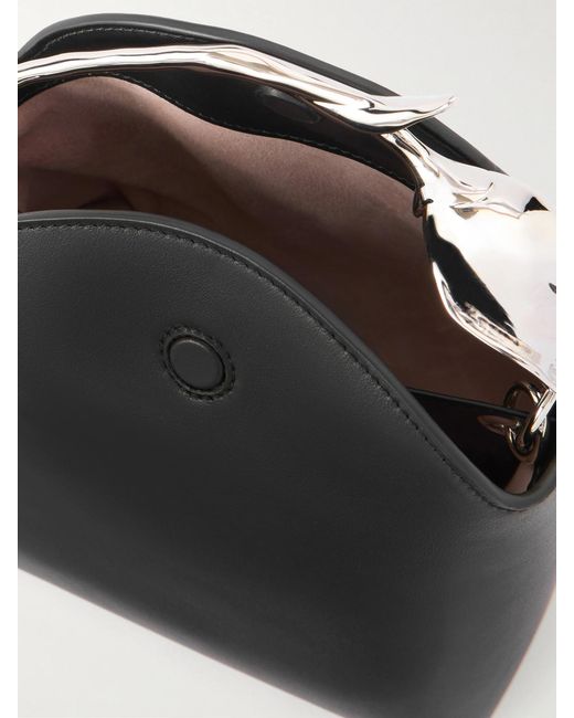 Erdem Black Bloom Mini Leather Clutch