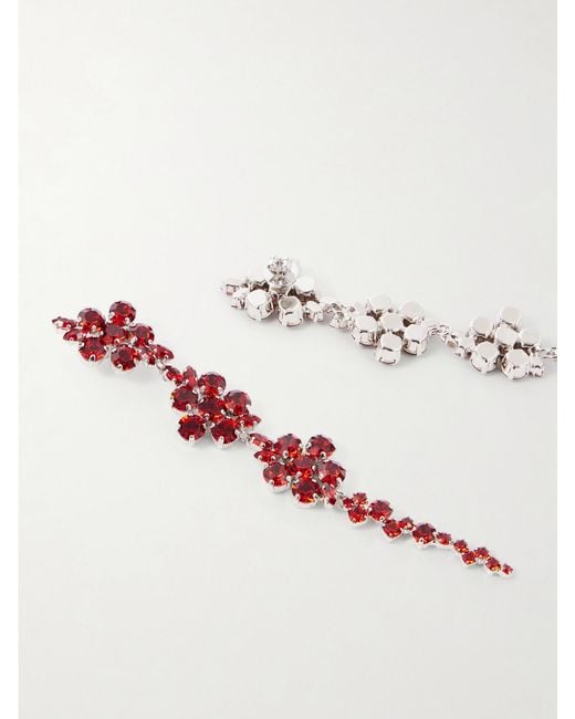 Simone Rocha White Floral Drip Crystal-Embellished-Tone Earrings