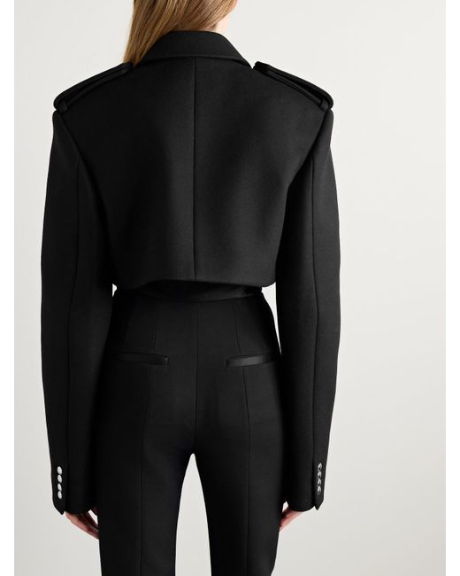 Khaite Black Leara Double-Breasted Cropped Wool-Blend Felt Jacket