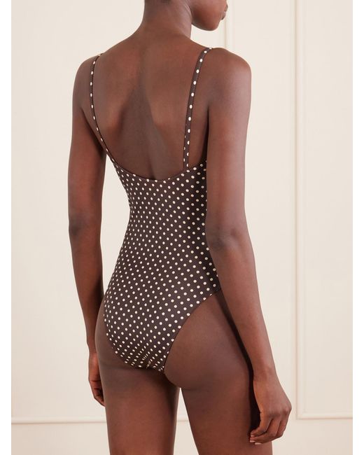 Matteau Brown Petite Square Polka-Dot Recycled Swimsuit
